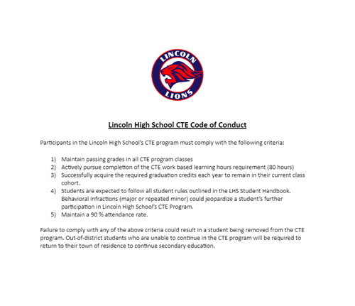 LHS CTE Code Of Conduct